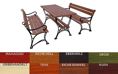 GARTENMÖBEL 2 x BANK + TISCH Sitzgarnitur Holz Gartentisch MASSIVHOLZ - Bild 1 von 4