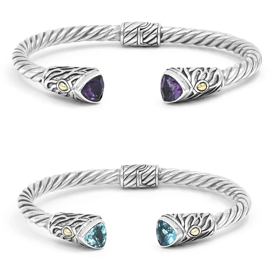 G-647--small / Armreif 925 Sterling Silber Bracelet Bangle mit Halbedelsteinen  - Bild 1 von 1