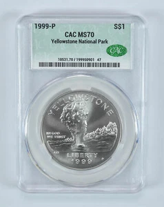 1999-P Yellowstone National Park Commemorative Silver Dollar MS70 CAC - Picture 1 of 5