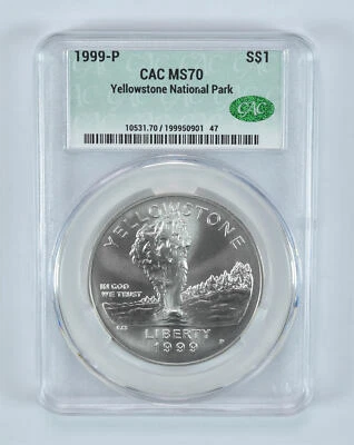 1999-P Yellowstone National Park Commemorative Silver Dollar MS70 CAC - Image 1 of 4
