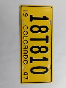 Vintage 1947 Colorado Yellow License Plate 18T810 - Picture 1 of 7