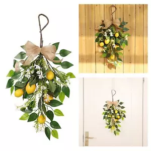 Lemon Teardrop Swag Wall Hanging Door Wreath Xmas Greenery Garland Swag Window - Picture 1 of 7