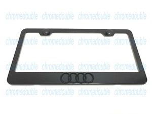 1pc 3D (Black) 4 Ring Emblem Logo BLACK Stainless Steel License Plate Frame - Picture 1 of 4