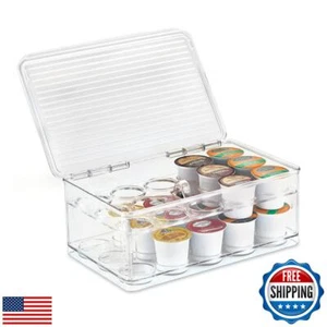 iDesign 2-Tier Coffee Pod Holder Lidded Bin, Plastic Pantry and Kitchen Stora - Picture 1 of 5