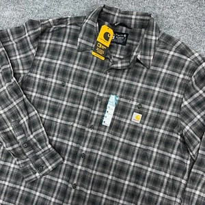 Carhartt Rugged Flex Flannel Shirt Mens XL Gray Lightweight Long Sleeve Plaid - Picture 1 of 10