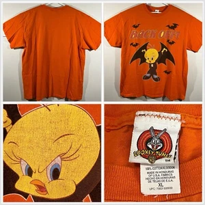 T-shirt vintage 2000 Y2K Looney Tunes Tweety Bird Bat Back Off Halloween taglia XL - Foto 1 di 13