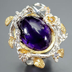Natural 28 ct Amethyst Ring 925 Sterling Silver Size 7.5 /R345576