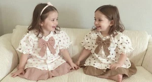 Girls Cute Comfy Outfit | Bow Top & Shorts | Multicolor| Summer Essential - Picture 1 of 4
