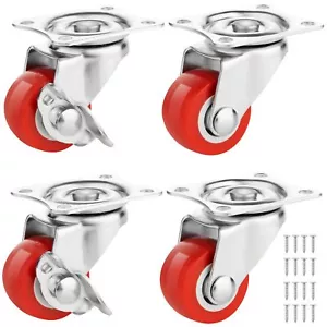 1 Inch Heavy Duty Casters Set of 4, Lockable Plate Caster Wheels with Brakes ... - Picture 1 of 7