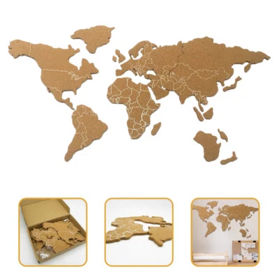 1 Set World Map Cork Board Self Adhesive Cork Pin Board Cork Message Board - Image 1 of 4