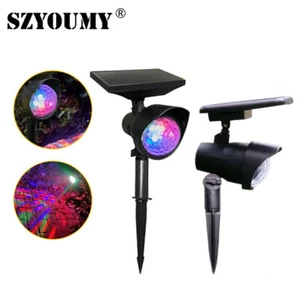 Solar Colorful Rotating LED Projector Lights Outdoor Garden Lawn Lamp Bulb Light - Picture 1 of 16