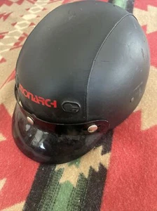 DOT 501 Black LEATHER Motorcycle Helmet Size M with Visor And Zipper - Picture 1 of 9