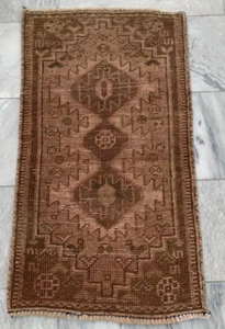 Vintage Rug,Afghan Rug,Turkish Rug,Boho Rug,Turkoman Rug,Hand Knotted Rug 2x3 ft - Picture 1 of 7