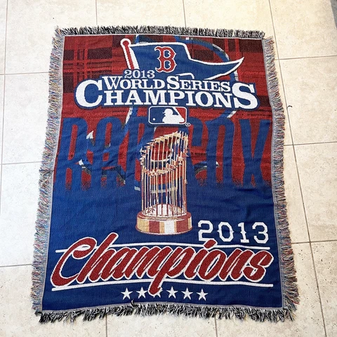 2013 World Series Champions MLB Boston Red Sox Fringe Throw Blanket Cover