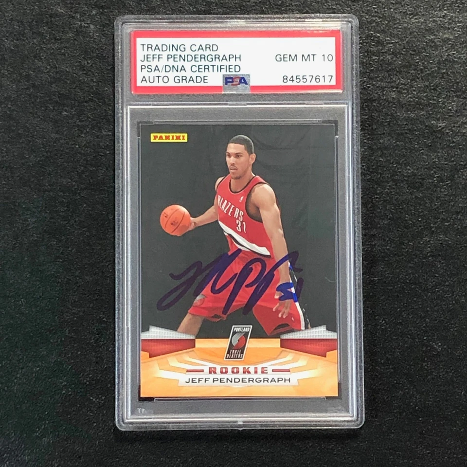 2009-10 PANINI #381 JEFF PENDERGRAPH Signed Card AUTO 10 PSA Slabbed RC Trail Bl - Image 1 of 2