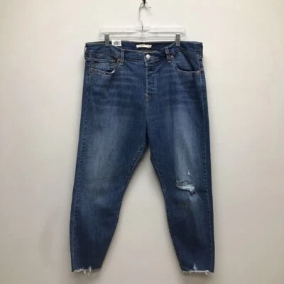 Levis Womens Wedgie Skinny Slim Jeans Blue Distressed Medium Wash Plus 20W New - Image 1 of 4