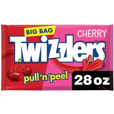Caramelo masticable con sabor a cereza TWIZZLERS PULL N' PEEL, 28 OZ, bolsa grande NUEVO Foto 1 de 4