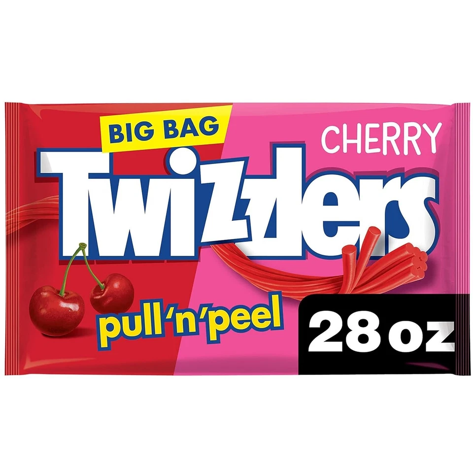 TWIZZLERS PULL N' PEEL Cherry Flavored Chewy Candy, 28 oz, Big Bag NEW - Image 1 of 4
