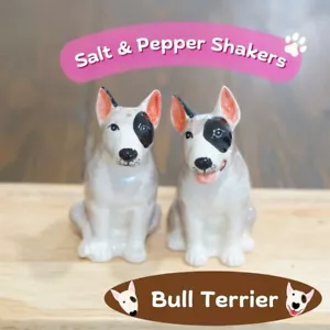 Bull Terrier Dogs Salt & Pepper Shakers Ceramic Hand Painted Gift Home Décor - Picture 1 of 9