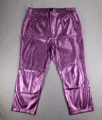 River Island Trousers Womens 22 Purple Metallic Plus Size Party Night Out - Image 1 of 4