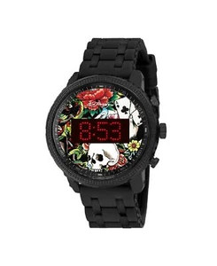 Ed Hardy Men's Black Silicone Strap Watch 48mm - Picture 1 of 1