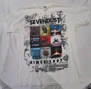 Sevendust Album Career T-Shirt Since 1997 Label Promo Record History Large White - Picture 1 of 7
