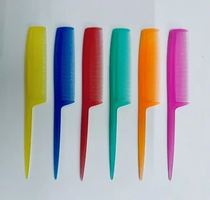Set of 6 Handled 7.5” Salon Pin Tail Combs Fine Tooth Quality Ladies Pintail - Picture 1 of 1