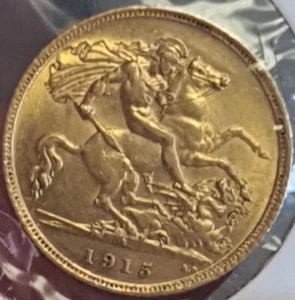 Australia 1915 Gold Coin, King George V Gold Half Sovereign, Sydney Mint. H-G - Picture 1 of 5