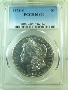 Dólar Morgan 1878 S graduación profesional MS60 *VAM 50 pluma funky LitList40* CLC - Imagen 1 de 4