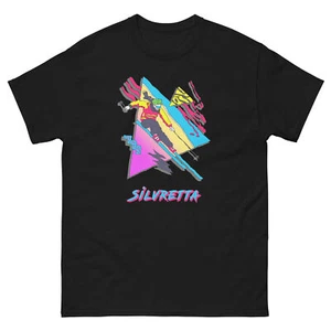 Retro Skier Silvretta Skiing Ski Fun T-Shirt - Picture 1 of 13