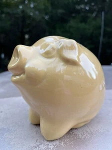Vintage Vohann Pig Toothbrush Toothpaste Holder Ceramic Yellow Beige MCM Decor - Picture 1 of 7