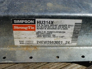 Simpson Aufbewahrungsbinder HU314X 3" x 14" Aufhänger Holz Balken Dach Hochbau - Bild 1 von 4