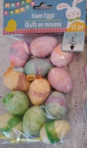 Easter Egg Ornaments w Loops Multi-Color Glitter Mini-Eggs Foam 1ea 12pk-NEW - Picture 1 of 3