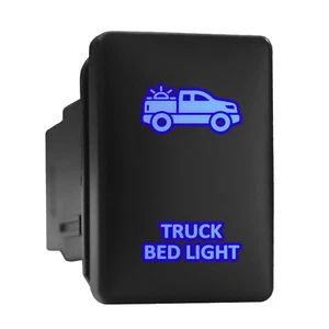 TRUCK BED LIGHT Blue Backlit Switch Short Push Button 1.28"x 0.87" (Fit: Toyota) - Picture 1 of 6
