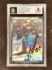 Hakeem Olajuwon auto autograph autographed Rockets 1991-92 UD Hologram card BAS - Picture 1 of 2