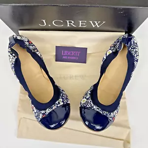 J. Planos para mujer Crew Mila Liberty Art Ballet azul marino talla 9 hechos en Italia nuevos en caja - Imagen 1 de 9