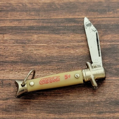Vintage Colonial Mini Fish Tail Folding Pocket Knife Made In USA Coca Cola Coke - Image 1 of 4