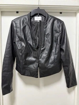 NWT BCBG New York Black Faux Leather Fitted Jacket size XL - Image 1 of 4