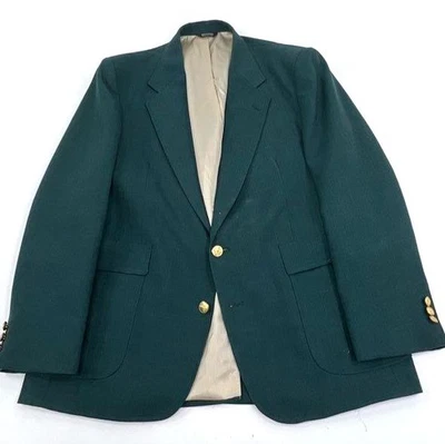 Blazer Abrigo Deportivo Para Hombre Wynbrooke Vintage Años 80 Verde Oscuro Dorado Botón 42R Foto 1 de 4