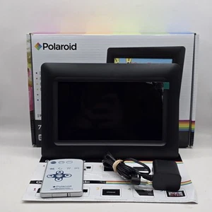 Polaroid 7” Digital Picture Frame Black PDF-700 Clock And Calendar - Picture 1 of 5
