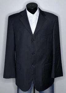 Giorgio Armani Wool 3 Button Gray Striped Suit Coat Blazer Jacket Mens 44R Silk - Picture 1 of 18