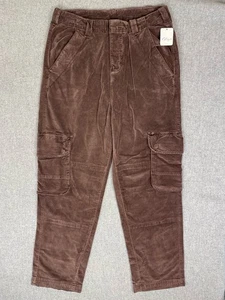 Free People Hard Crushin Plush Cargo Pants Womens 10 Brown Hipster Boho NWT $148 - Picture 1 of 20