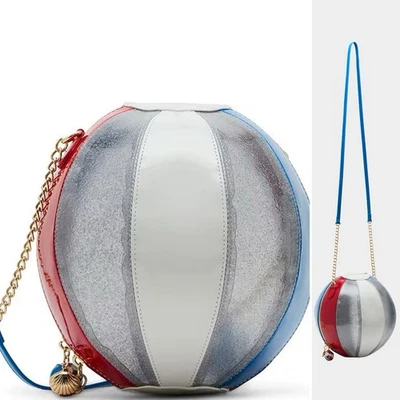 Bolsa tiracolo feminina nova com etiquetas BETSEY JOHNSON Kitsch tendo uma bola listra bandeira americana - Imagem 1 de 4
