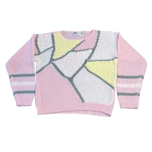 Exclusive Imports - cottage core Pink Yellow color Vintage Sweater Size M - Picture 1 of 6