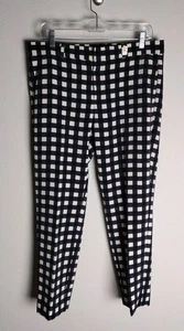 Banana Republic Navy Blue Off White Gingham Ankle Avery Pants 8 - Picture 1 of 3
