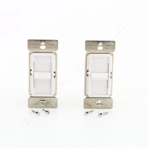 2pcs Eaton White Incandescent 1-Pole Slide Dimmer Switches Non-Preset SI061-W - Picture 1 of 5