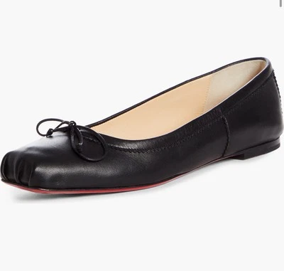 NUEVO EN CAJA NUEVO Christian Louboutin Mamadrague Negro Napa Ballet Pisos Talla 38.5 Foto 1 de 3