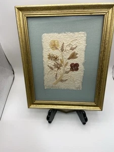 Vintage 1995 signiert gerahmt Trockenblumen Kunst 8,5x10,5 "Wildblumen" Cottagecore - Bild 1 von 11