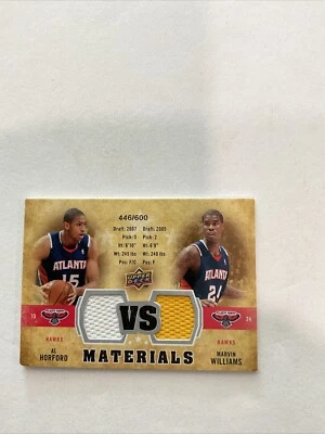 2009-10 Upper Deck VS Dual Materials Al Horford/Marvin Williams /600 Atlanta♨️F - Image 1 of 4