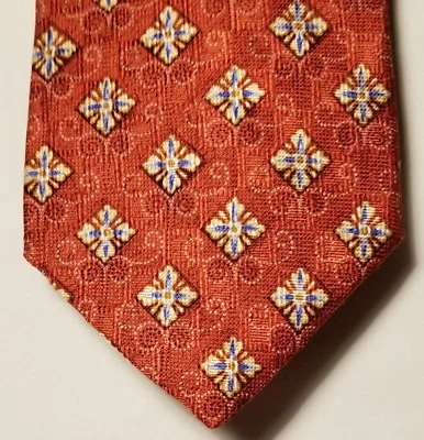 TALBOTS HOMBRE CORAL AMARILLO AZUL DISEÑO FOULARD 100% SEDA CORBATA/ROPA PARA EL CUELLO EE. UU. Foto 1 de 4